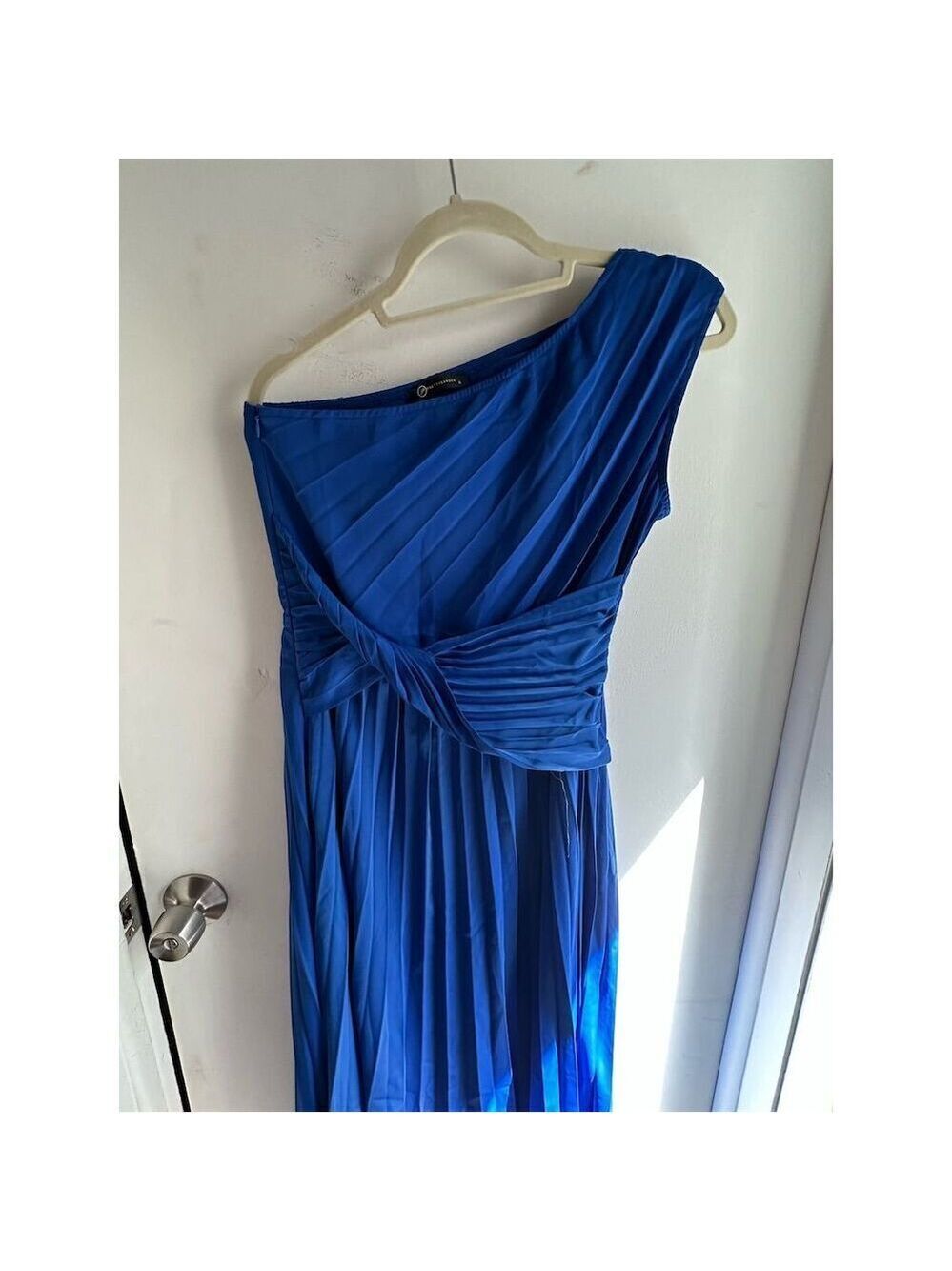 PRETTYGARDEN Women's One Shoulder Blue Satin Long Formal Dress Standard Size S - Picture 4 of 9